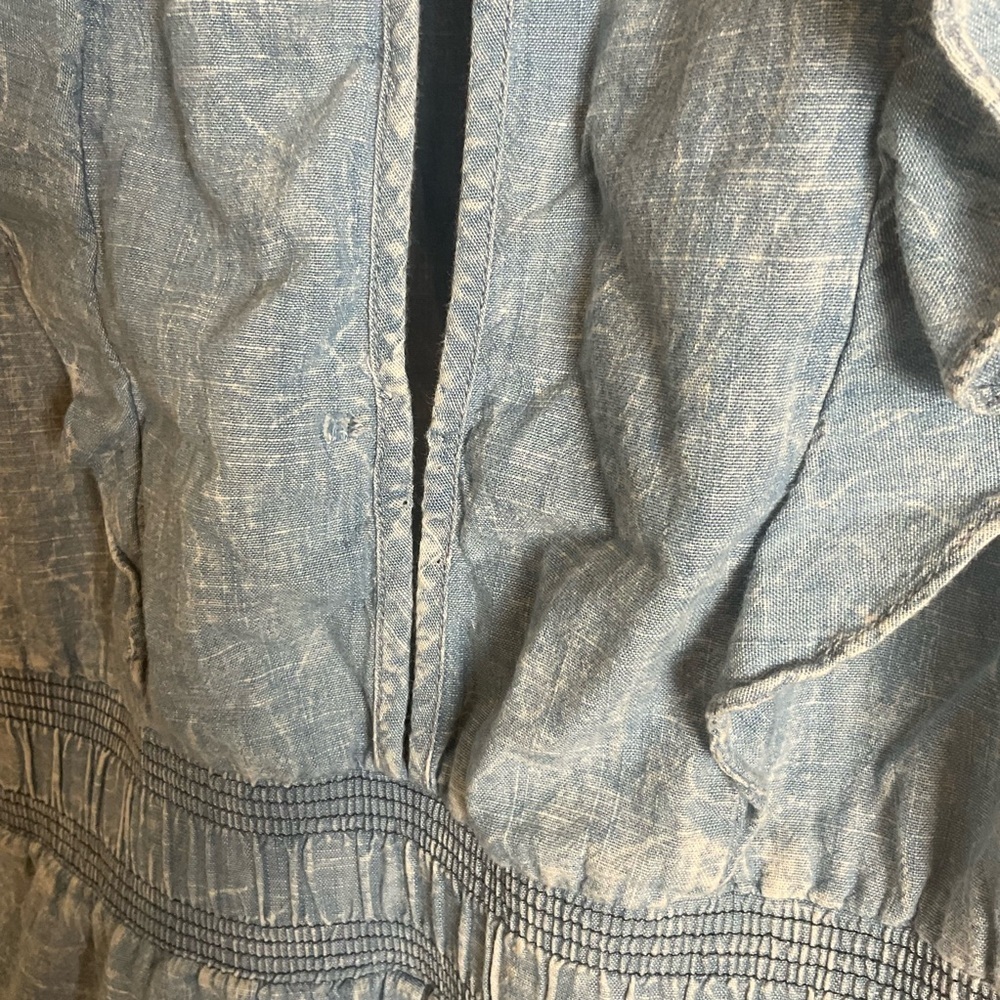 7 For All Mankind Denim Ruffle Romper Size Small Blue Acid Wash Jumpsuit - Picture 10 of 15